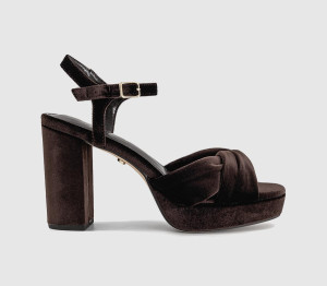 OFFICE Womens Helena Knotted Platform Sandals Brown Velvet, 5