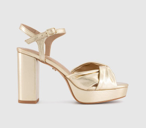 OFFICE Womens Helena Knotted Platform Sandals Gold Multi, 4