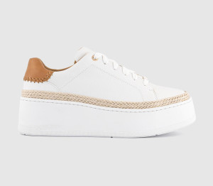 OFFICE Womens Terri Jute Platform Lace Up Trainers White, 5