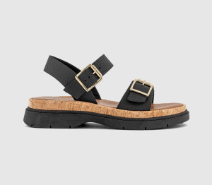 Earthaddict Womens Lily Chunky 2 Part Sandals Black, 5