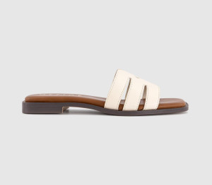OFFICE Womens Sloane Cut Out Detail Sliders White Leather, 8