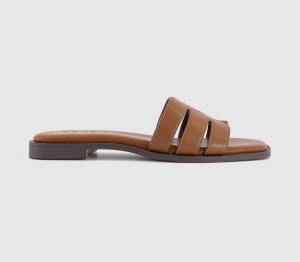 OFFICE Womens Sloane Cut Out Detail Sliders Tan Leather, 7