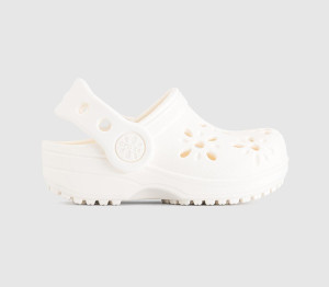 Crocs Kids Classic Floral Cut Out Toddler Clogs Chalk White, 9infant