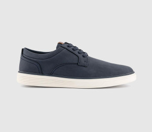 OFFICE Mens Cassius Perf Collar Detail Lace Up Trainers Navy Blue, 8