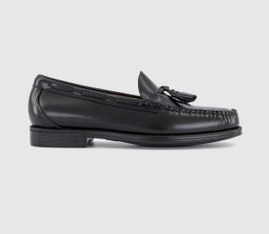 G.H Bass Mens Easy Weejun Larkin Moc Tassel Men's Loafers Black Leather, 6