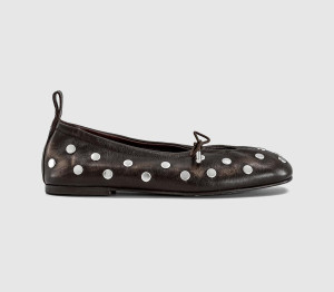 Alohas Womens Rosalind Ballet Pumps Vintage Brown Studs, 7