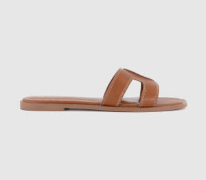 OFFICE Womens Slade Cut Out Sliders Tan, 5