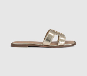 OFFICE Womens Slade Cut Out Sliders Gold Multi, 5