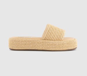Steve Madden Beachy Raffia Slides Cream Natural, 3