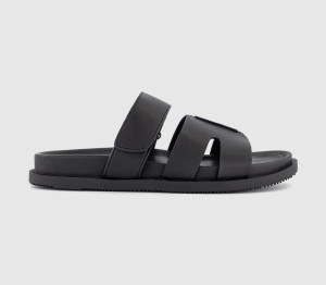 OFFICE Mens Stepney Cut Out Two Strap Footbed Sandals Black, 9