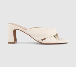 OFFICE Womens Muse Ruched Heeled Mules White, 4