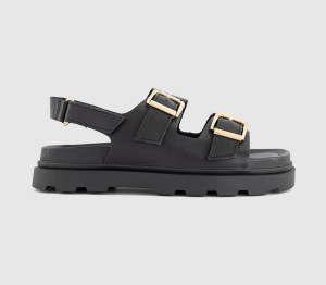 Earthaddict Womens Dandelion Slingback Footbed Sandals Black Leather, 3