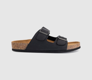 OFFICE Mens Sidney Double Buckle Footbed Sandals Black, 8