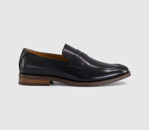 OFFICE Mens Morris Penny Loafers Shiny Black Leather, 7