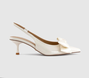 OFFICE Womens Mariella Bow Slingback Court Heels White, 5