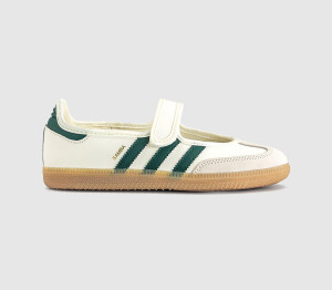 adidas Womens Samba Jane Ballet Trainers Offwhite Collegiate Green Gold Metallic, 5.5