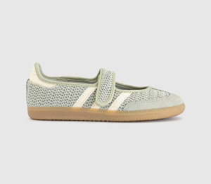 adidas Womens Samba Jane Ballet Trainers Halo Green Warm Vanilla Gold Metallic, 6.5