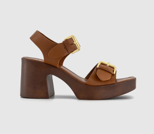 OFFICE Womens Marseille Two Part Heeled Sandals Tan Leather, 8