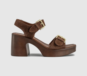 OFFICE Womens Marseille Two Part Heeled Sandals Tan Suede, 7