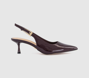 OFFICE Womens Metro Buckle Detail Slingback Kitten Heels Berry Patent Red, 5