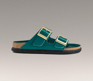 Birkenstock Womens Arizona Droplet Sandals Dark Teal High Shine Blue, 5
