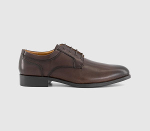 OFFICE Mens Maine Lace Up Derby Shoes Brown Leather, 6