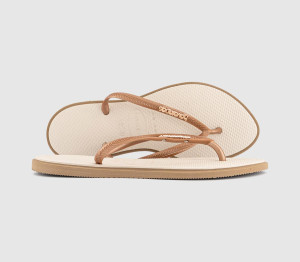 Havaianas Womens Slim Point Flip Flops Rose Gold Beige Multi, 8