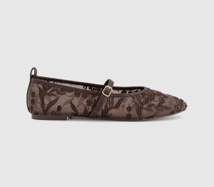 OFFICE Womens Forest Embroidered Mary Janes Ballet Pumps Brown, 3
