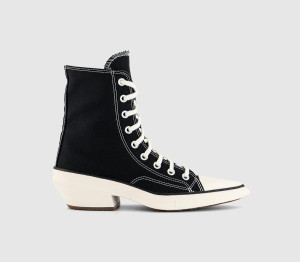 Converse Girls Black & White Canvas Logo Badge Chuck 70 De Luxe Lace Up Boots, Size: 5