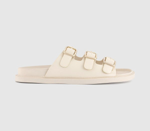 OFFICE Womens Saturn 3 Strap Footbed Sliders Off White