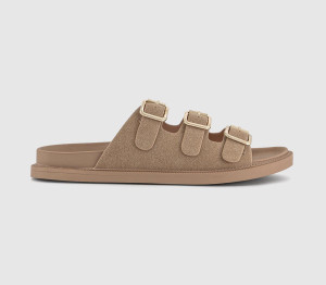 OFFICE Womens Saturn 3 Strap Footbed Sliders Beige Natural, 5
