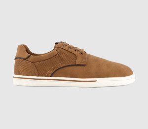 OFFICE Mens Caleb Perf Detail Lace Up Trainers Tan, 8