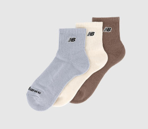 New Balance Socks New Black Patch Logo Ankle 3 Pack Cream Blue Brown Natural, M