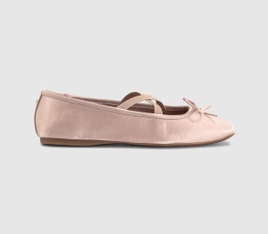 OFFICE Womens Fate Elastic Cross Strap Square Toe Ballerina Flats Pink Satin, 6