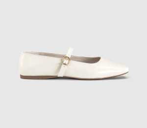OFFICE Womens Flourish Square Toe Mary Jane Ballerina Pumps White, 4