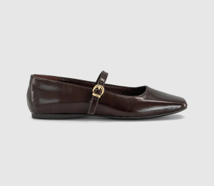 OFFICE Womens Flourish Square Toe Mary Jane Ballerina Pumps Brown, 5