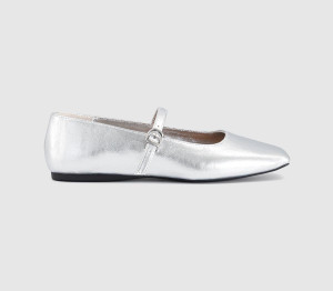 OFFICE Womens Flourish Square Toe Mary Jane Ballerina Flats Silver Multi, 3
