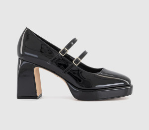OFFICE Womens Major Double Strap Platform Mary Jane Heels Black, 7