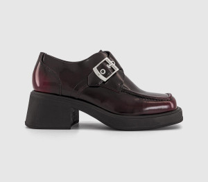 Vagabond Womens Dorah Buckle Shoes Bordo Polished Leather Red, 4