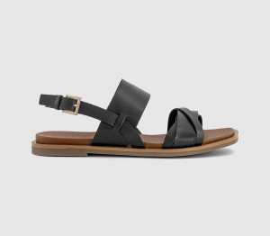 Earthaddict Womens Blossom Two Part Sandals Black Leather, 3