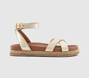 OFFICE Womens Serenity Bead Detail Footbed Sandals Gold Leather Multi, 5