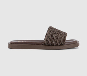 OFFICE Womens Saskia Raffia Sliders Brown, 4