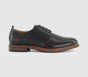 OFFICE Mens Magnus Round Toe Derby Shoes Black Leather, 10