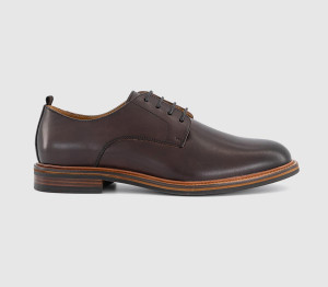 OFFICE Mens Magnus Round Toe Derby Shoes Brown Leather, 8