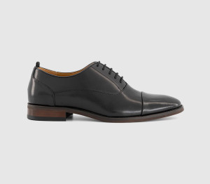 OFFICE Mens Mulligan Toecap Oxford Shoes Black Leather, 9