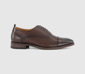 OFFICE Mens Mulligan Toecap Oxford Shoes Brown Leather, 7