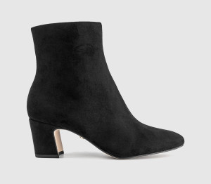 OFFICE Womens Alicia Smart Block Heel Boots Black Faux Suede, 7