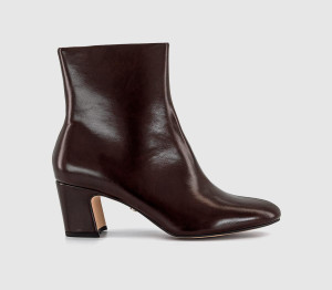 OFFICE Womens Alicia Smart Block Heel Boots Dark Choc Brown, 4