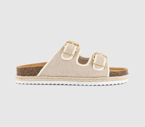 Earthaddict Womens Sunshine Platform Footbed Sandals Beige Canvas Natural, 5