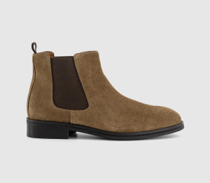 OFFICE Mens Barlow Chelsea Boots Taupe Suede Natural, 10